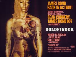 Sean Connery and Honor Blackman projected onto the iconic "Golden Girl."